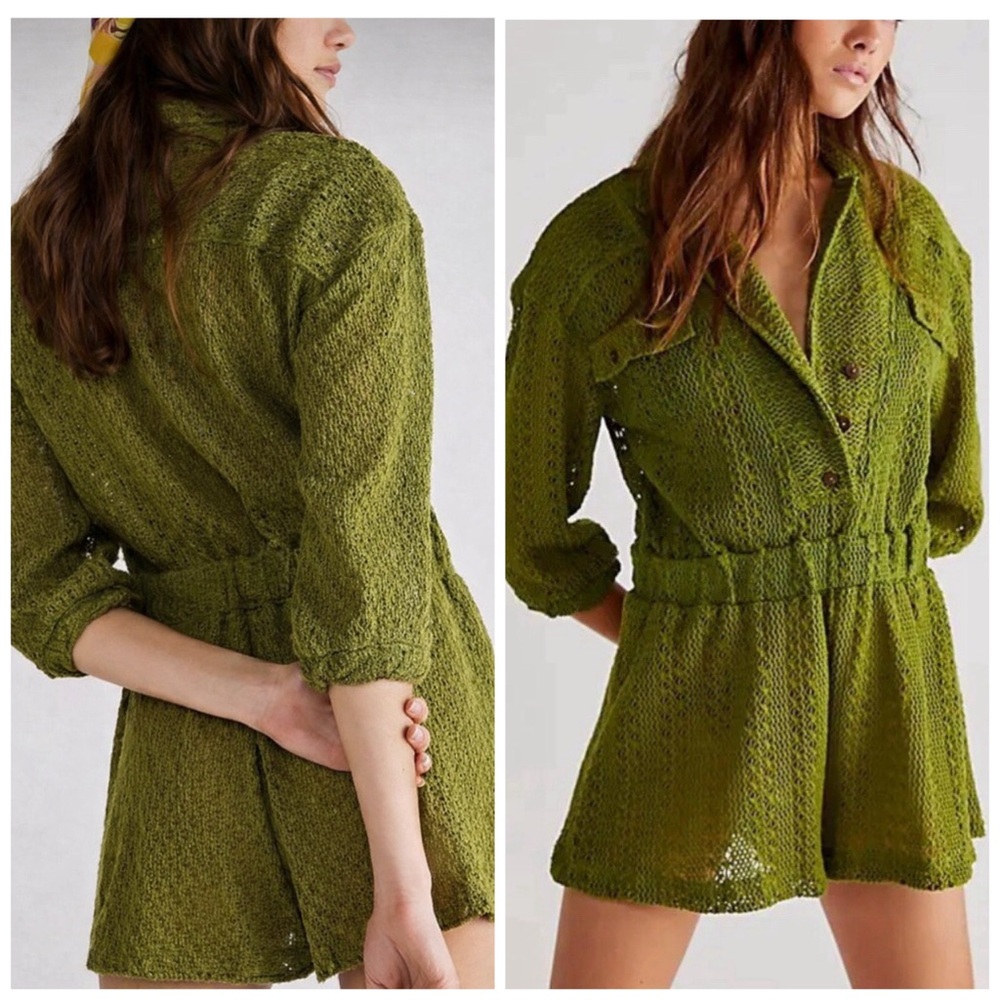 Free People Beach Ryan Romper Green XS